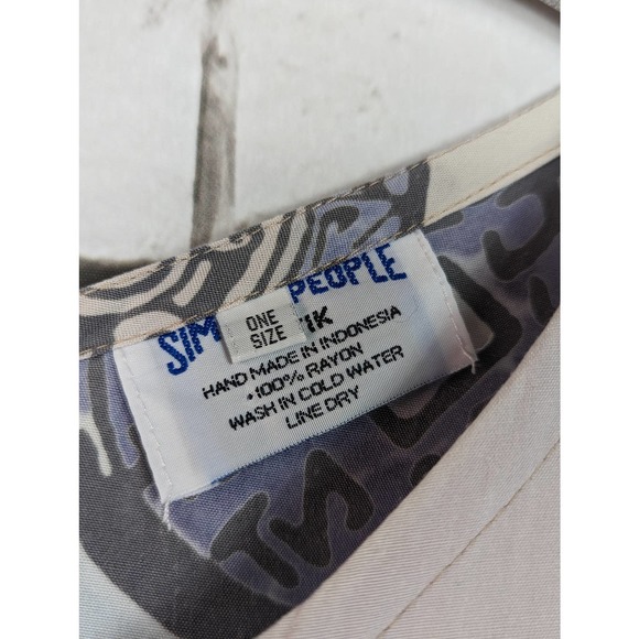 VINTAGE Artsy Batik Beachy Lagenlook Maxi Rayon Dress One Size - Picture 8 of 9